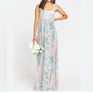 Show Me Your Mumu Reese Ruffle Sage I Do Floral June Maxi Dress SMALL